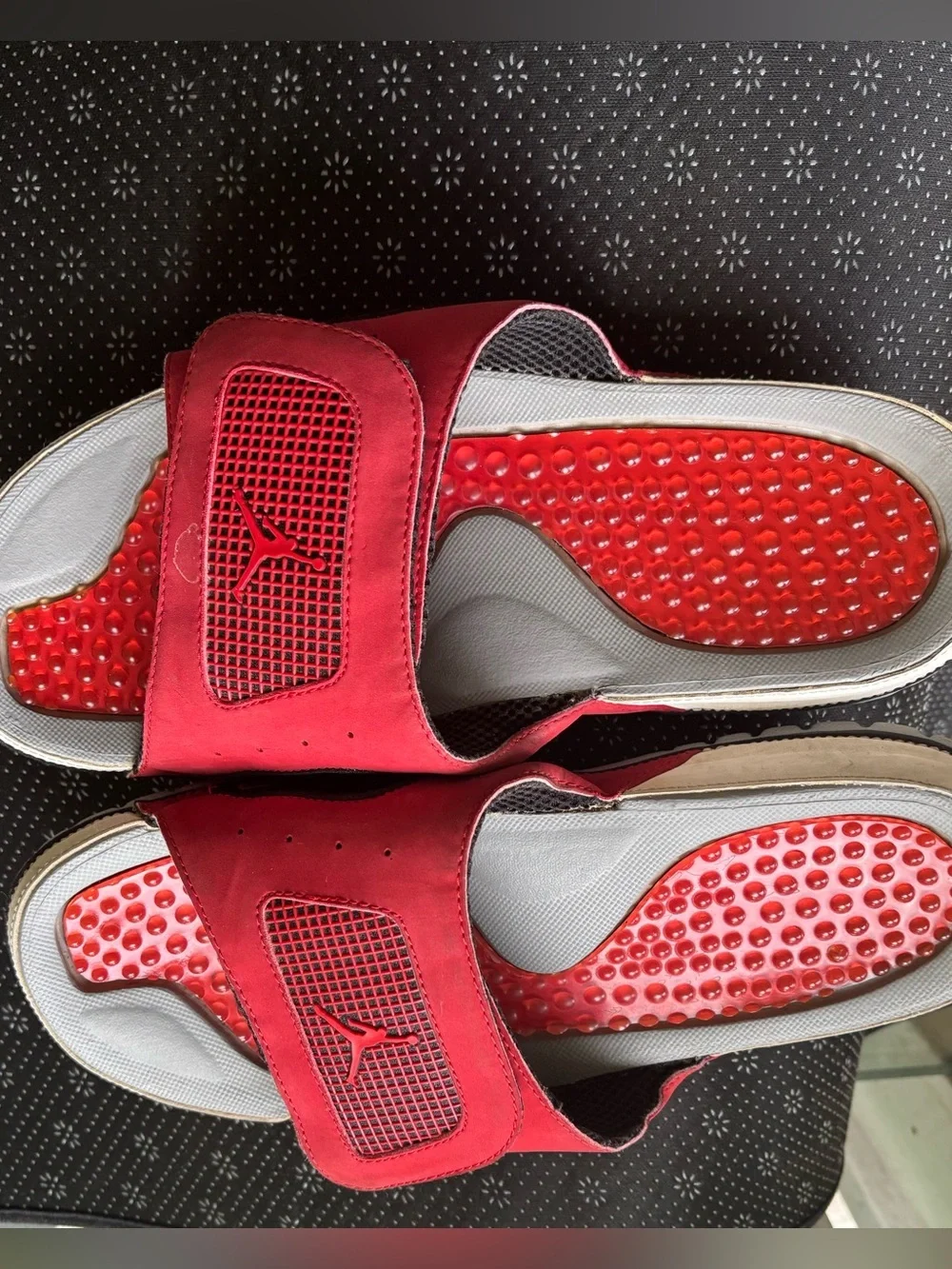 Jordan Red and White Massage Footbed Slide Sandals